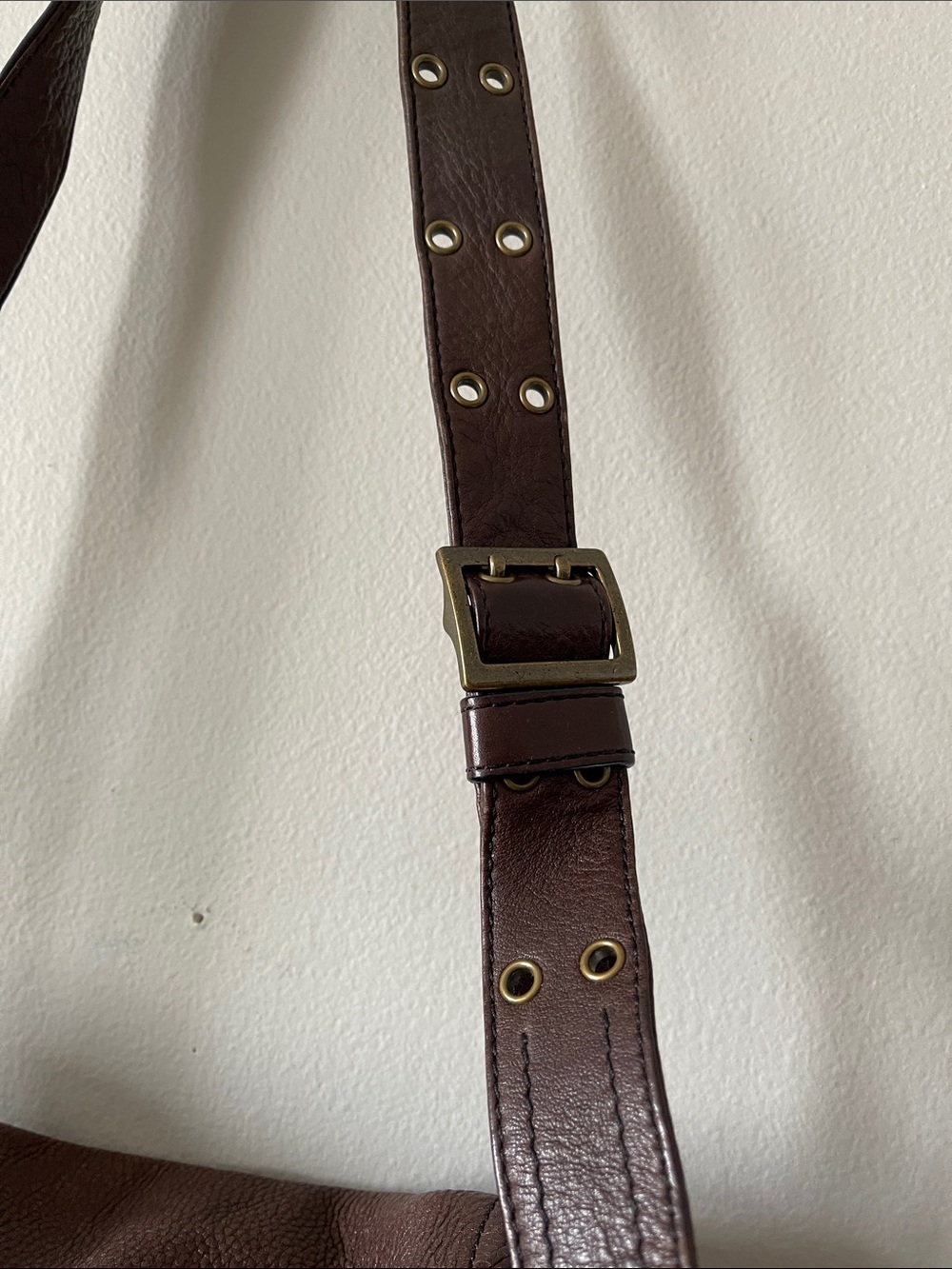 Y2K Banana Republic Dark Brown Pebbled Leather Shoulder Bag - Picture 6 of 14